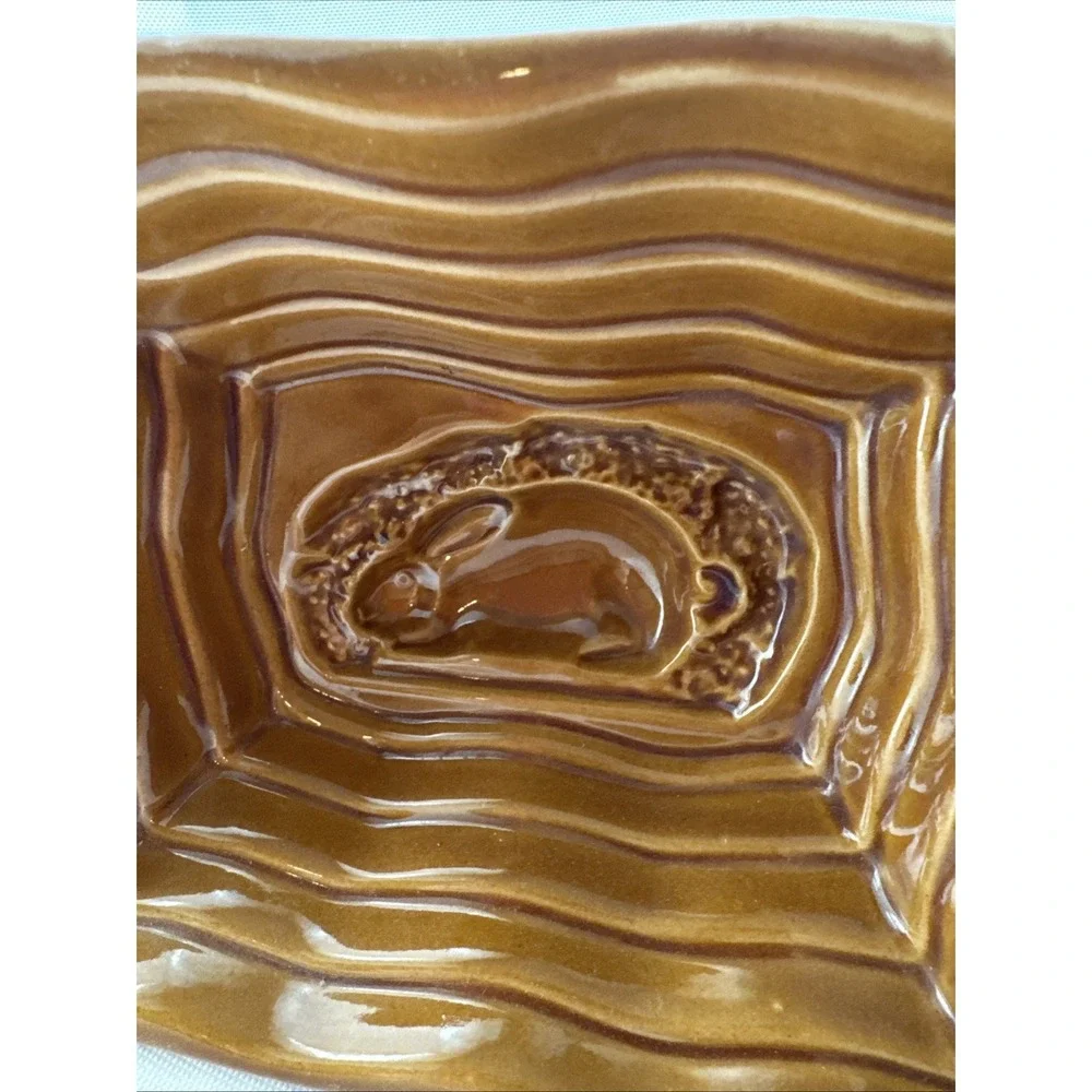 Over And Back Pottery Bunny Rabbit Mold Brown Yellow‎ Ware Bakeware Easter
